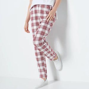 AnyBody Cozy Knit French Terry Cotton Modal Check Printed Pull-On Pant Size 1X